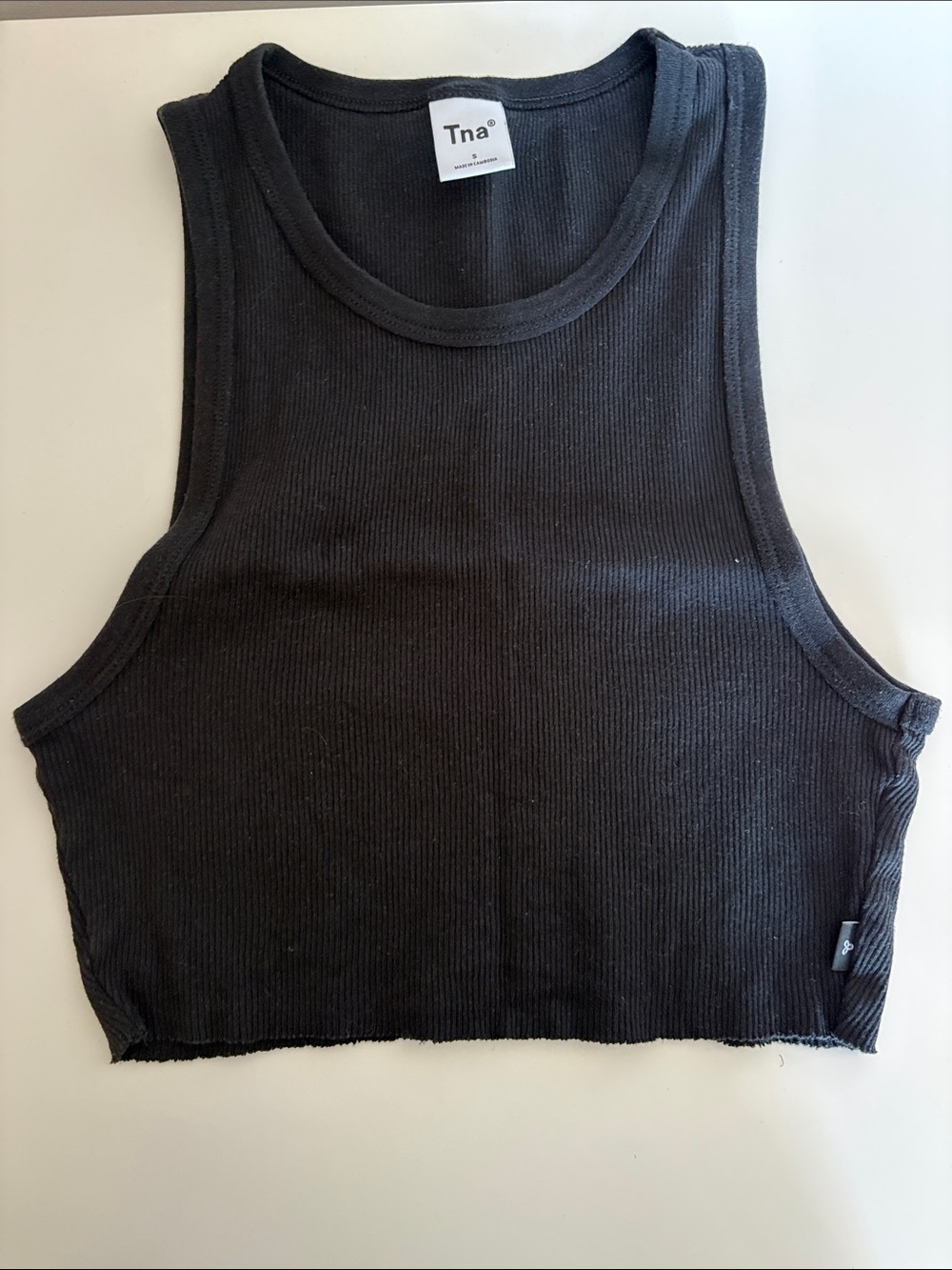 TNA Black Ribbed Cropped Tank